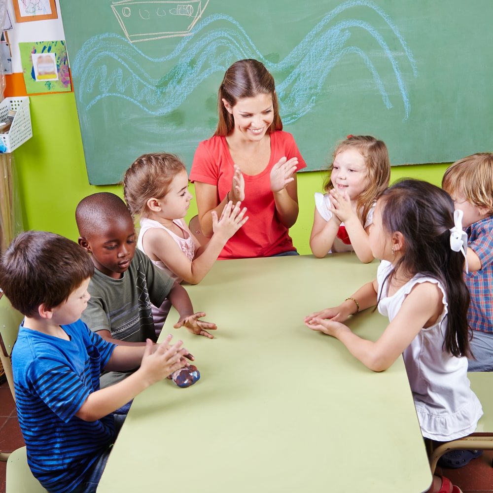 preschool playgroup with teacher